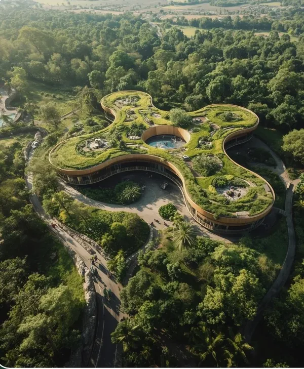 Vue aérienne du centre de recherche Neguentropia